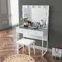 Hanah Home Mesa de Maquillaje con 10 Focos y Puff Blanco BJ164 - 4481